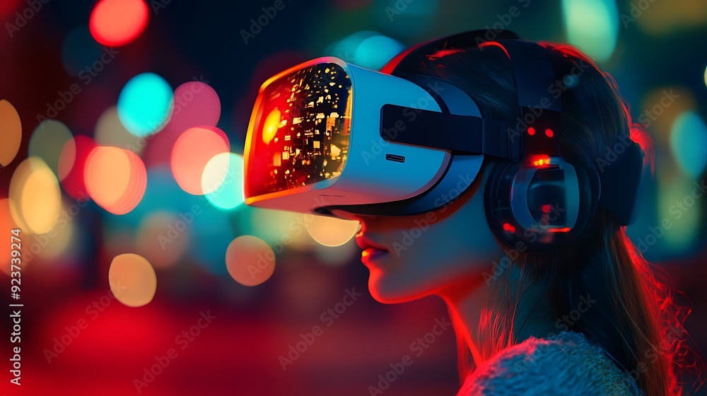 Poster high-tech virtual reality science lab with ai-enhanced research simulations and interactive experime
