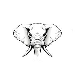 Fototapeta premium Elephant Portrait: The Majestic Gaze: A striking black and white illustration of an elephant's head, capturing its wisdom, strength, and serene presence. 