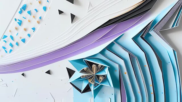 Motion animation of abstract quilling floral background. Generative AI