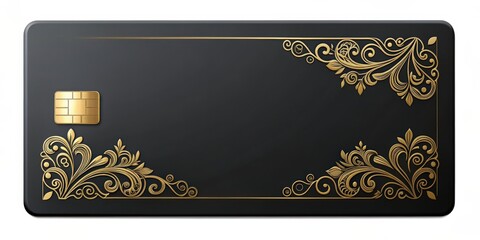Luxurious black credit card with elegant gold details, black, credit card, luxury, gold, finance, banking, exclusive
