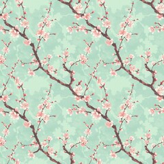 Cherry blossom seamless pattern