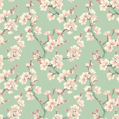 Cherry blossom seamless pattern