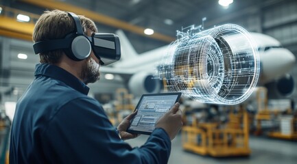 Aviation Engineer Using VR for Aircraft Engine Design