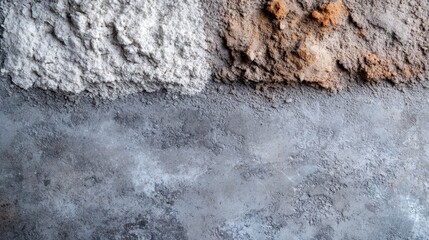 Fototapeta premium Concrete wall with various shades of texture, showing transitions from rough to smooth areas, capturing the raw and unfinished aesthetic and the interplay of different color tones.