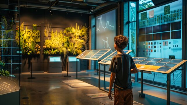 An engaging exhibit showcasing the latest in sustainable energy with interactive displays and talks.
