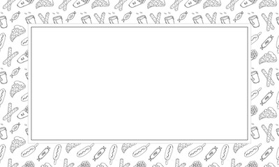 food and beverage frame in doodle style frame background