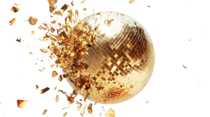 Yellow disco ball transparent background
