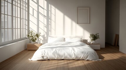 Fototapeta premium Minimalist Bedroom Interior Design