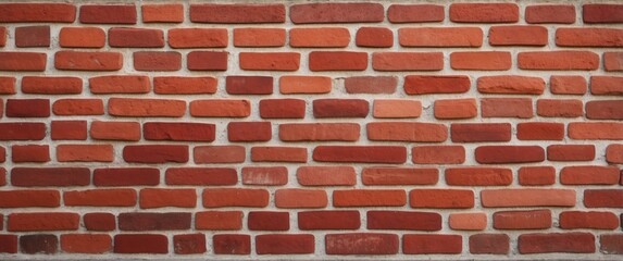 A close-up of a red brick wall with white mortar