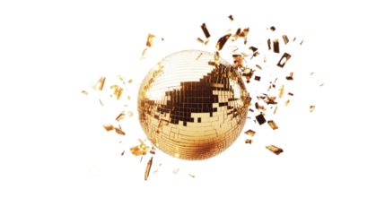 Yellow disco ball transparent background