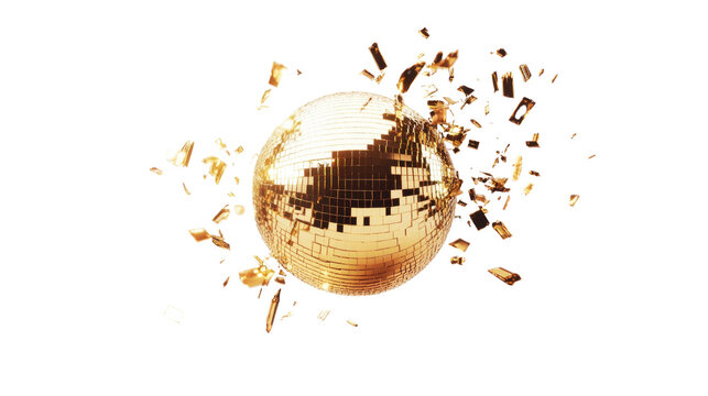 Yellow disco ball transparent background