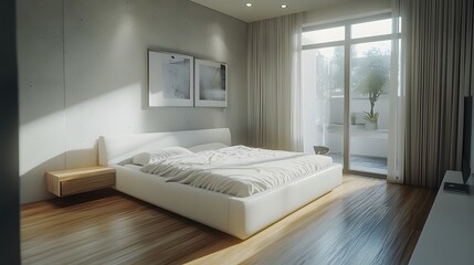Modern Bedroom with White Bed and Natural Light