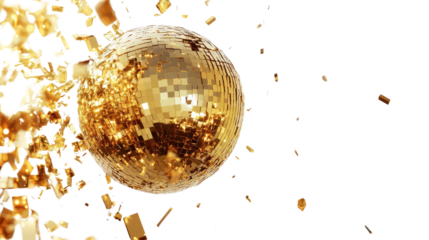 Yellow disco ball transparent background
