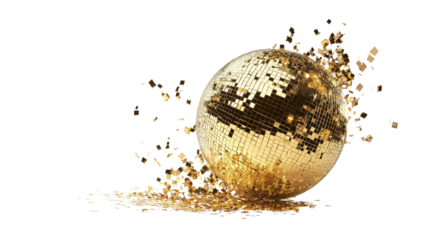 Yellow disco ball transparent background