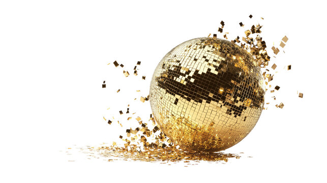 Yellow disco ball transparent background