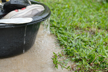 Overflow water bucket from  shoes laundry or washing clothes