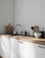 Modern Kitchen Sink with White Cabinets