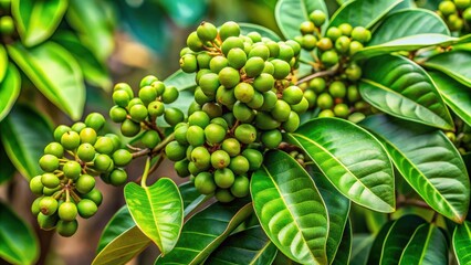 Griffonia plant with vibrant green leaves and seeds in West Africa, Griffonia simplicifolia