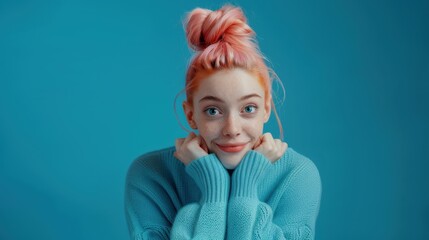 The cheerful red-haired woman