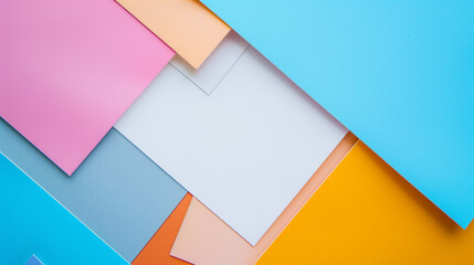 Colorful Abstract Geometric Background with Overlapping Paper Layers in Pastel Shades