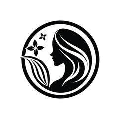 Black beauty care logo icon vector art illustration isolated on white background