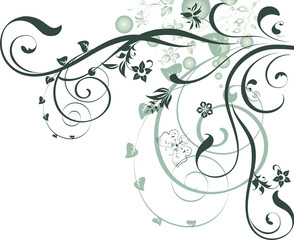 Green leaf floral abstract floral design