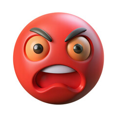 Fototapeta premium Red Angry And Mad 3D Emoji With Red Eyes