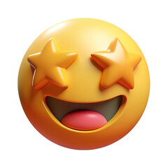 Yellow Smiling 3D Emoji With Star Eyes