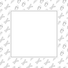 food and beverage frame in doodle style frame background