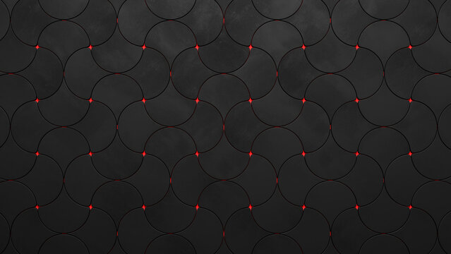 Dark Futuristic Background with Glowing Red Accents (3D Illustration)
