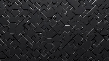 Black Background with Intricate Geometric Pattern (3D Illustration)