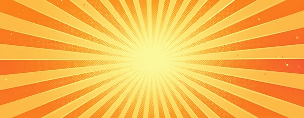 Obraz premium An old-school comic book background with a bold sunburst design in orange and yellow hues