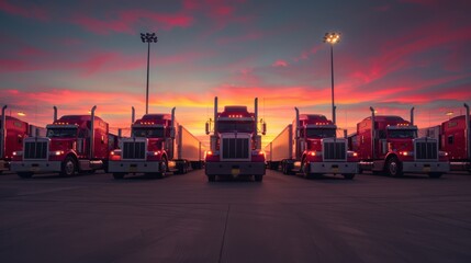 The row of red trucks