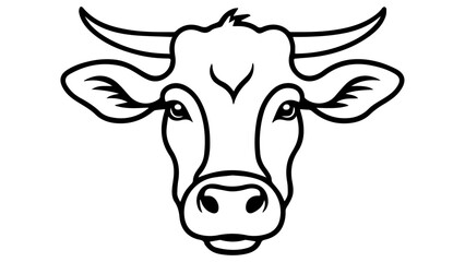 cow head simple vector illustration with horns 