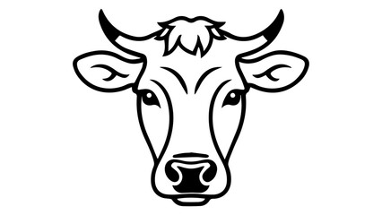 simple cow head line art vector illustration icon/symbol