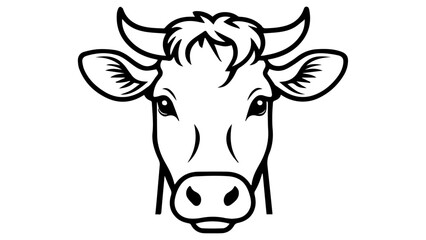 simple cow head line art cartoon vector illustration