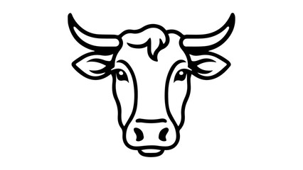 simple cow head line art cartoon vector illustration