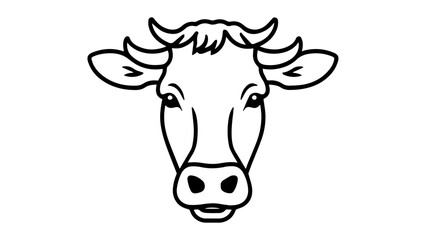 simple cow head line art cartoon vector illustration