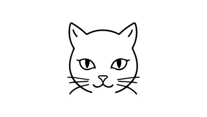 Fototapeta premium cat face outline illustration in vector on white backgorund