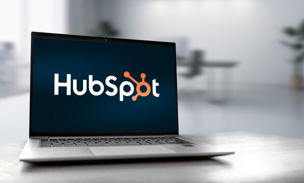 HubSpot company logo displayed on laptop