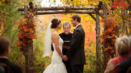 Romantic Autumn Wedding Ceremony in Picturesque Outdoor Setting