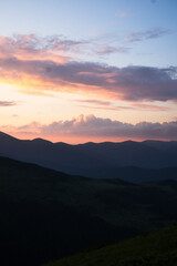landscape in the mountains, sunset, sunrise