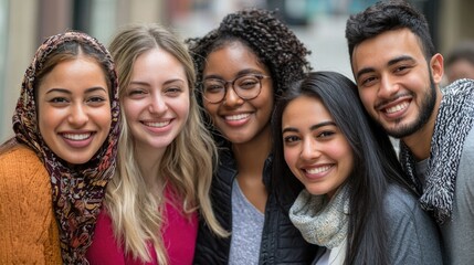 Fototapeta premium Celebrating Diversity - Multicultural Friends Smiling Together in Unity