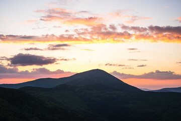 landscape in the mountains, sunset, sunrise