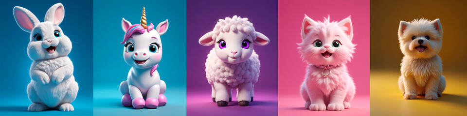 Obraz premium Adorable 3D Animal Collection