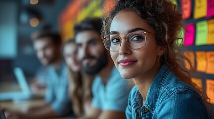 Vibrant business team working in a modern office, exchanging ideas and collaborating on innovative projects, their creativity driving success.