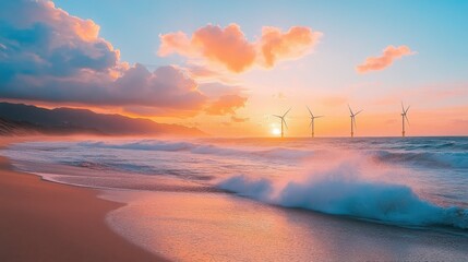 Tranquil Seaside View: Relaxing Beachscape Reflecting Eco-Friendly Bliss