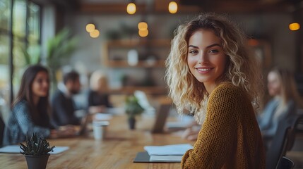 Young business team engaged in a collaborative work session in a modern office, sharing ideas and strategies to achieve their goals.
