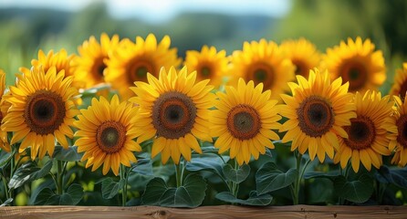 Obraz premium Sunflowers in a Field of Green