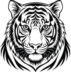 a black and white tiger with a black and white pattern on its face